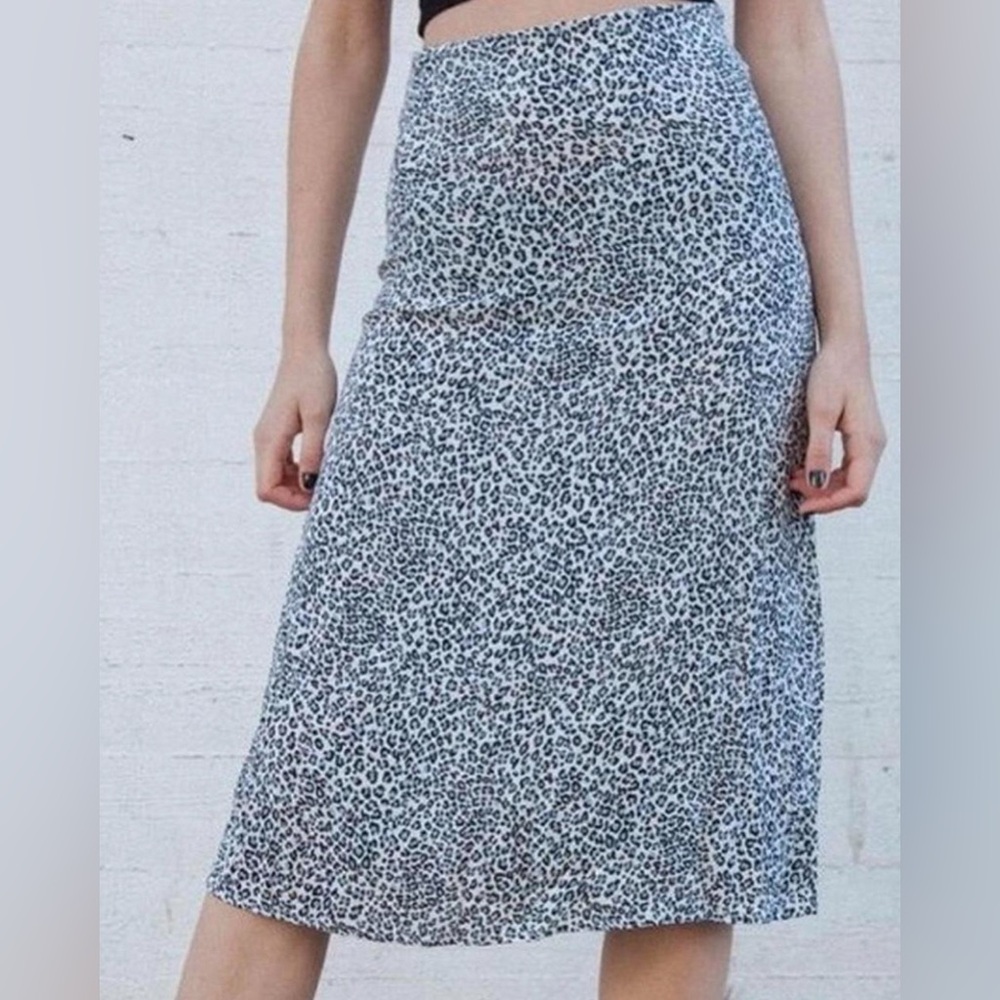 Brandy Melville Phoebe Black Blue & White Leopard Midi Skirt John Galt